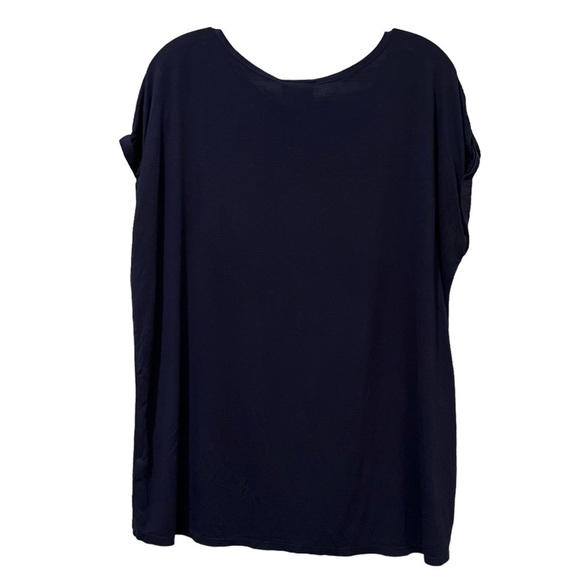 Anthropologie W5 XL Navy Blue Embroidered Red Rose Detail Blouse O - Picture 4 of 6